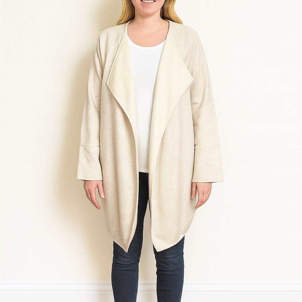 Athleta Cozy Karma Wrap Fleece Lined Cardigan in Oatmeal Size XS.